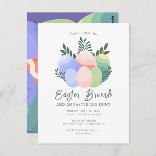 Invitation Brunch de Pâques Oeuf de Pâques (Devant / Derrière)