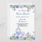 Invitation Brunch de Pâques Oiseaux décoratifs Lapin Floral (Devant)