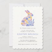 Invitation Brunch de Pâques Pastel moderne Aquarelle Bunny (Devant)