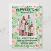 Invitation Brunch de Pâques Photo Pastel Rose & Vert Florales (Devant)