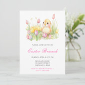 Invitation Brunch de Pâques poussin printanier (Debout devant)