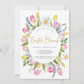 Invitation Brunch de Pâques Printemps Floral (Devant)