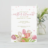 Invitation Brunch de Pâques Tulipes blanches roses Fleurs de  (Debout devant)