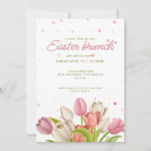 Invitation Brunch de Pâques Tulipes blanches roses Fleurs de (Devant)