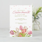 Invitation Brunch de Pâques Tulipes blanches roses Fleurs de (Debout devant)