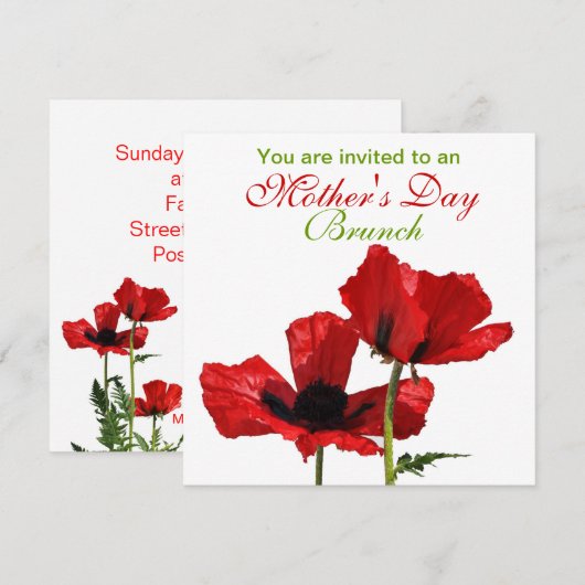 Invitation Brunch de Red Poppies (Devant / Derrière)