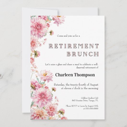 Invitation Brunch de Retraite • Adieu Floral  (Devant)