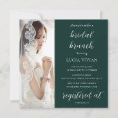 Invitation Brunch de Révélation de Mariage Moderne Vert Émera (Devant)