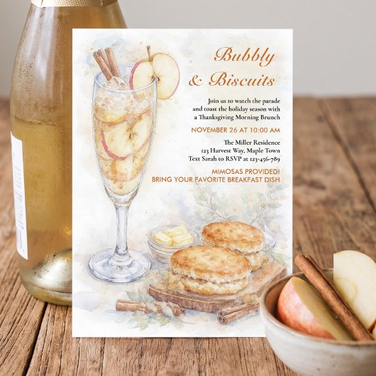 Invitation Brunch de Thanksgiving pétillant et biscuits