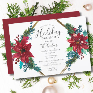 Invitation Brunch de vacances Noël Brunch Chic Rouge Floral