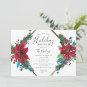 Invitation Brunch de vacances | Noël Brunch Chic Rouge Floral (Debout devant)