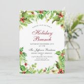 Invitation Brunch de vacances Red Holly Berry Noël (Debout devant)