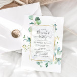 Invitation Brunch de verdure géométrique et Fête des mariées<br><div class="desc">Ce Brunch moderne et Bubbly Shower Invitation est doté d'un cadre doré opaque orné d'un feuillage d'eucalyptus aquarelle et a été jumelé à une police de calligraphie fantaisie et à une police serif classe, qui peut être changée au besoin. Pour effectuer des modifications avancées, sélectionnez l'option "Cliquez pour customiser plus...</div>