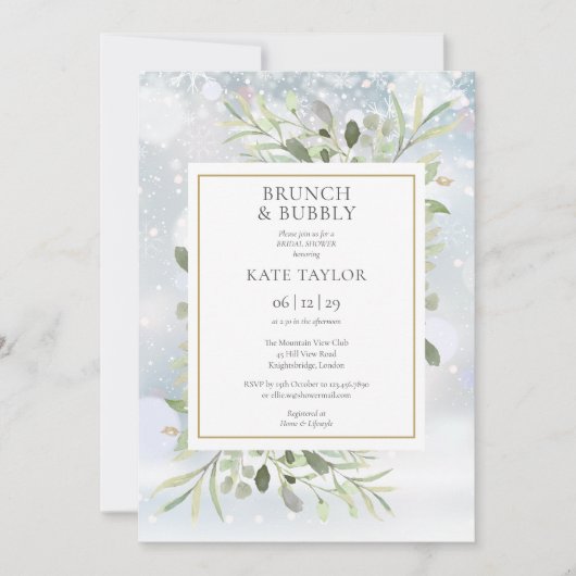 Invitation Brunch de verdure hivernale et Bubbly pour l'enter (Devant)