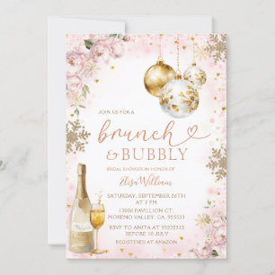 Invitation Brunch d'hiver et Fête des mariées champagne Bubbl
