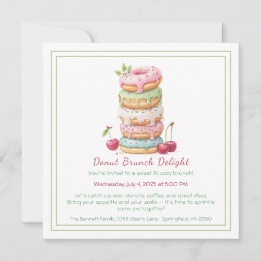 Invitation Brunch Donut Collecte de pâtisseries co (Devant)