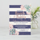 Invitation Brunch d'or de rayures de marine de cactus et (Debout devant)