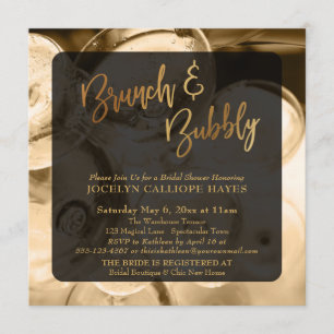 Invitation Brunch d'or et champagne de bubbly