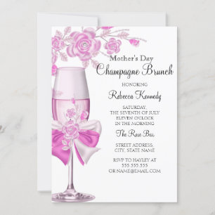 Invitation Brunch du Champagne Rose Rose Pretty de la Fête de