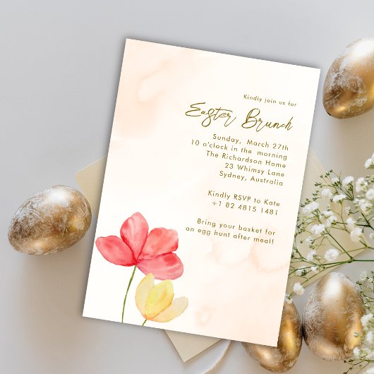 Invitation Brunch du dimanche de Pâques Élégant Floral Minima