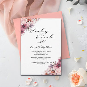 Invitation Brunch du dimanche Dusty Pink Boho Floral Mariage