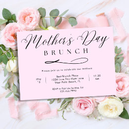 Invitation Brunch du jour de la fête des mères rose poudré ch