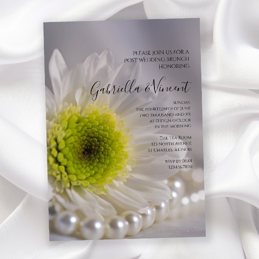 Invitation Brunch du lendemain de mariage White Daisy et Perl