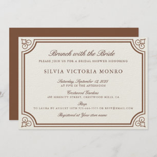 Invitation Brunch Ecru classique avec la Fête des mariées de 