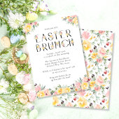 Invitation Brunch élégant de Pâques floral aquarelle