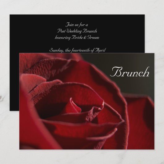 Invitation Brunch élégant de rose rouge après le mariage (Devant / Derrière)
