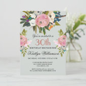 Invitation Brunch Elegant Handpainted Floral 30th Birthday (Debout devant)