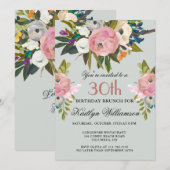 Invitation Brunch Elegant Handpainted Floral 30th Birthday (Devant / Derrière)