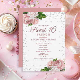 Invitation Brunch Élégant Rose Pâle Floral Vintage pour un Sw