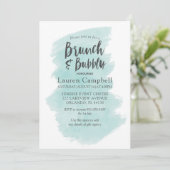 Invitation Brunch et Bubbly à l'aquarelle sarcelle moderne (Debout devant)