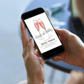 Invitation Brunch et Bubbly Aquarelle Fête des mariées rose