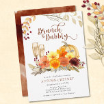 Invitation Brunch et Bubbly Autumn Flowers Fête des mariées<br><div class="desc">Brunch et Bubbly invitation à la douche nuptiale - parfait pour l'automne,  la saison citrouille et l'action de grâces. L'aquarelle présente des feuilles d'automne,  des fleurs et du citrouille dans des couleurs chaudes. Facile à éditer pour des occasions alternatives telles que les couples douche ou wedding shower.</div>