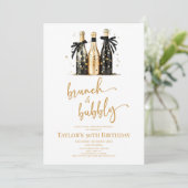 Invitation Brunch et Bubbly Black Gold Birthday Brunch Party (Debout devant)
