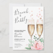 Invitation Brunch Et Bubbly Blush Fête des mariées Florale Ro (Devant)
