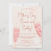 Invitation Brunch et Bubbly Blush Pink Mère's Day Brunch (Devant)