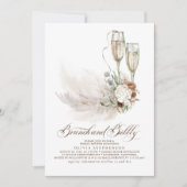 Invitation Brunch et Bubbly Boho Pampas Grass Fête des mariée (Devant)