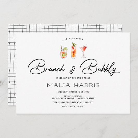 Invitation Brunch et Bubbly Bridal Douche (Devant / Derrière)