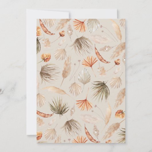 Invitation brunch et bubbly Bridal douche pampas herbe (Dos)