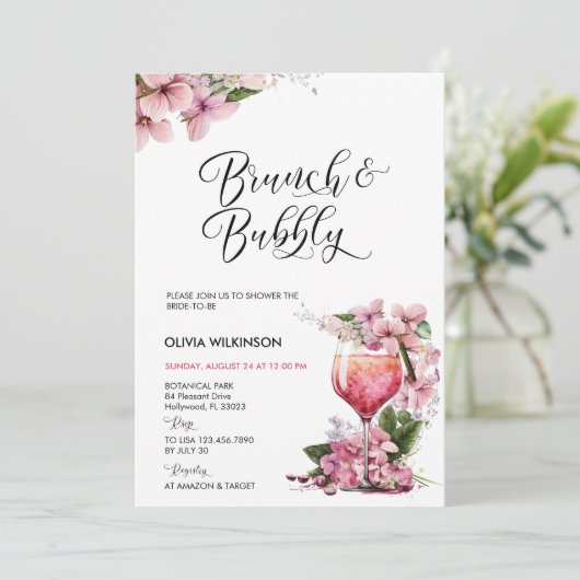 Invitation Brunch et Bubbly | Cocktail Rose (Debout devant)
