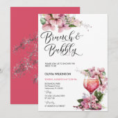 Invitation Brunch et Bubbly | Cocktail Rose (Devant / Derrière)