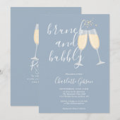 Invitation Brunch Et Bubbly Code QR Dusty Blue Enterrement de (Devant / Derrière)