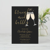 Invitation Brunch Et Bubbly Code QR Or Noir Enterrement de Vi (Debout devant)