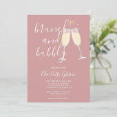 Invitation Brunch Et Bubbly Code QR Rose Poussiéreuse Enterre (Debout devant)