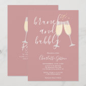 Invitation Brunch Et Bubbly Code QR Rose Poussiéreuse Enterre (Devant / Derrière)