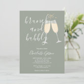 Invitation Brunch Et Bubbly Code QR Vert Sauge Enterrement de (Debout devant)