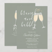 Invitation Brunch Et Bubbly Code QR Vert Sauge Enterrement de (Devant / Derrière)